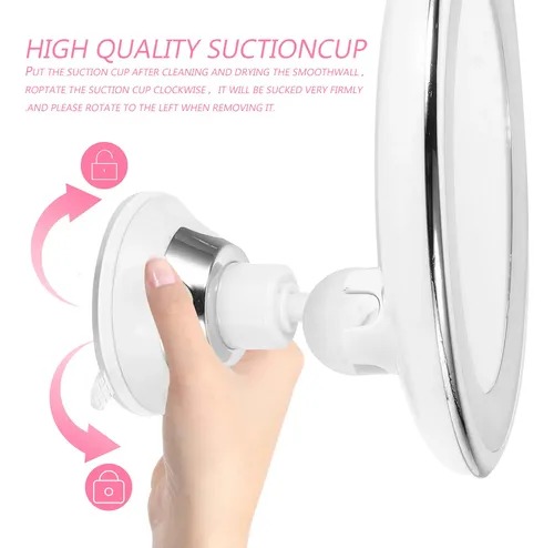 Espejo De Maquillaje Con Aumento 10x, Ventosa Y Luz Led