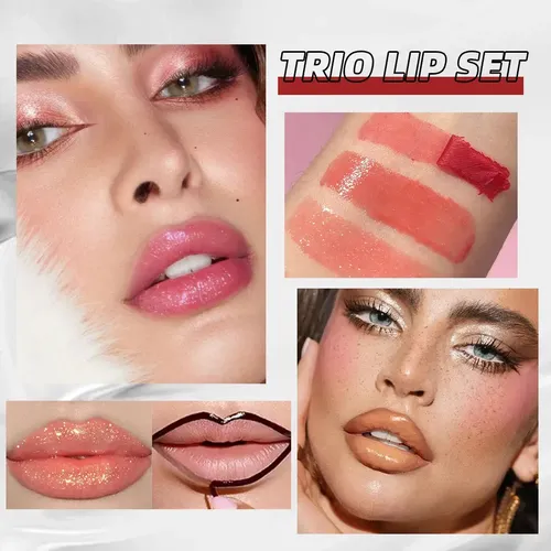 Set Qibest Labial Peel Off Mate Brillo Perla Sin Transferenc