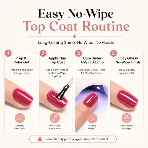 Beetles Gel Polish Top Coat No Wipe 15ml Brillo Duradero
