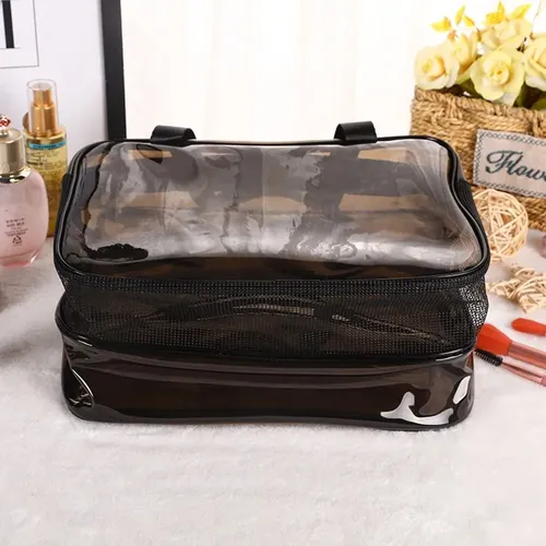 Bolsa De Maquillaje Organizadora Impermeable Pvc Café