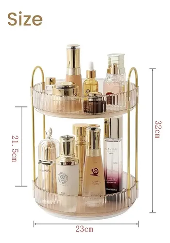 Organizador De Maquillaje De Acrilico 2 Pisos Giratorio 360°