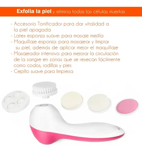 Cepillo Facial Masajeador Limpiador Exfoliante Limpieza Rosa Y Blanco