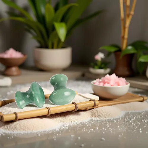 Set 2 Gua Sha Facial Piedra Verde Masaje Y Spa