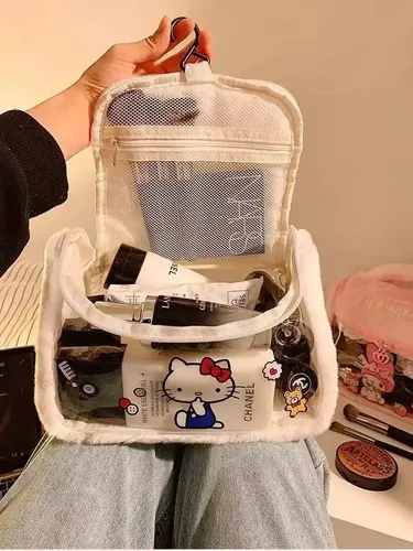 /hermosas Bolsas De Maquillaje De Felpa Blancas Con Diseño D