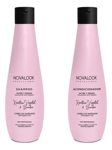 Shampoo + Acondicionador Keratina & Bamboo X325ml. Novalook.