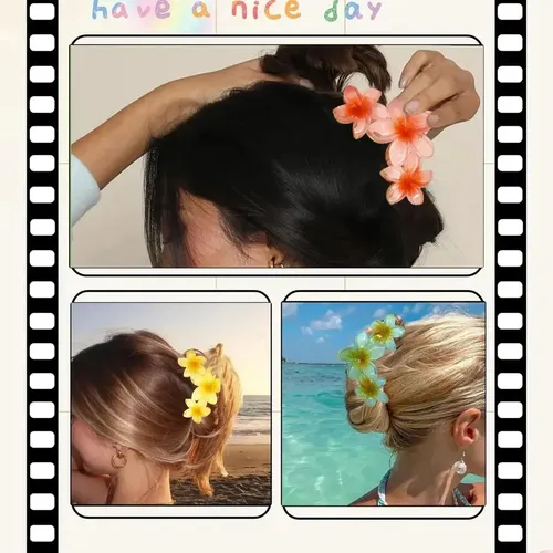 6 Pinzas For El Pelo Con Forma De Flor De Plumeria Y