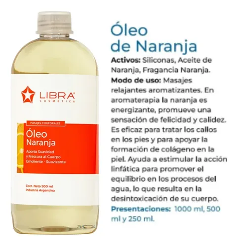 Aceite Para Masajes Naranja Libra Cosmetica Oleo Pack 5 Fragancia Suave
