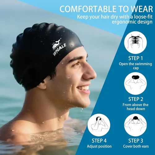Gorro De Natación De Silicona Whale Impermeable, Antidesliza