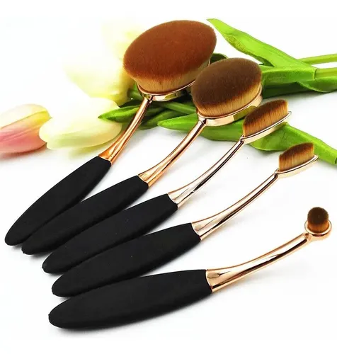 Set Brochas Pinceles Ovaladas Gold Rose Make Up Profesional