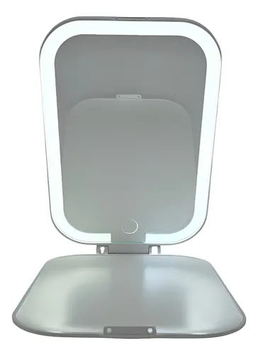 Espejo Maquillaje LED Táctil Recargable 3 Modos con Estuche Blanco