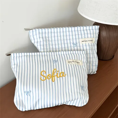 Bolsa De Maquillaje Fresca Bordada Con Nombre Personalizado,