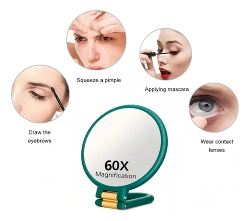 Espejos De Maquillaje Con Aumento De 60 Aumentos, Espejo De