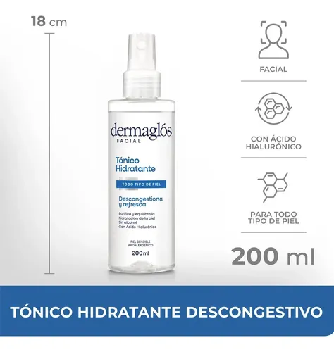 Dermaglós Facial Tónico Hidratante Descongestivo Spray