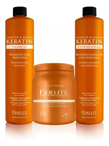 Shampoo Mascara Acondicionador Keratina Fidelite Kit Combo