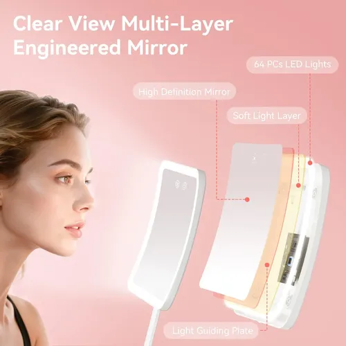 Espejo De Maquillaje Auxmir 30x Con Luz Led Plegable Blanco