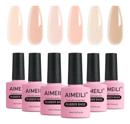 Aimeili Set 6 Gel Base De Caucho Hema-free 10 Ml Kit2