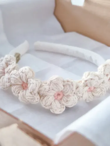 Vincha Para Nena Con Flores De Tela Accesorio Pelo Infantil