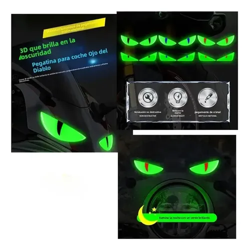 Pegatinas 3d Ojo De Gato Brillan En La Oscuridad