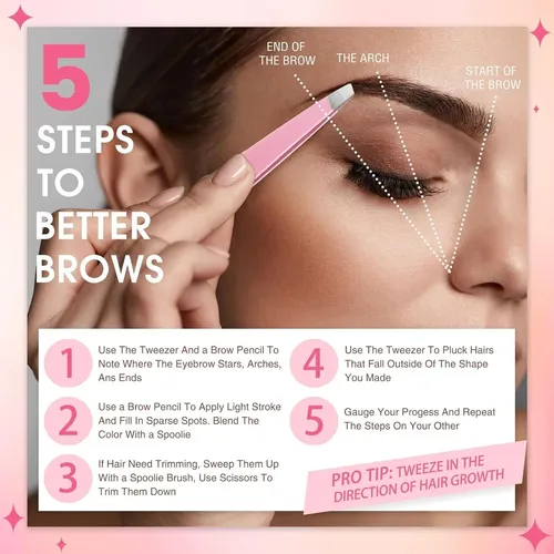 Pinzas Para Cejas Mudder 12 Pzas Acero Inoxidable Punta