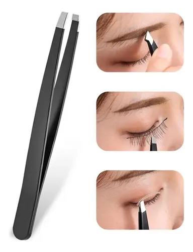 Pinzas De Cejas De Precisión De Acero Inoxidable Negro, 9 Pi