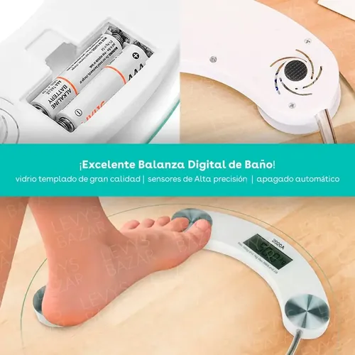 Balanza Digital De Baño Personal 180kg Vidrio Templado Calid Color Redonda