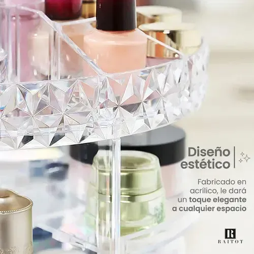 Organizador maquillaje porta cosmetico giratorio acrilico color transparente Raitot
