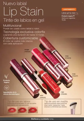 Natura Una Labial Gel Lip Stain Rosa Acabado Semimate