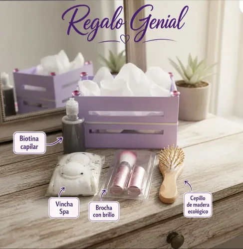 Set De Regalo Spa Belleza Mujer Con Caja Vincha Y Cepillo