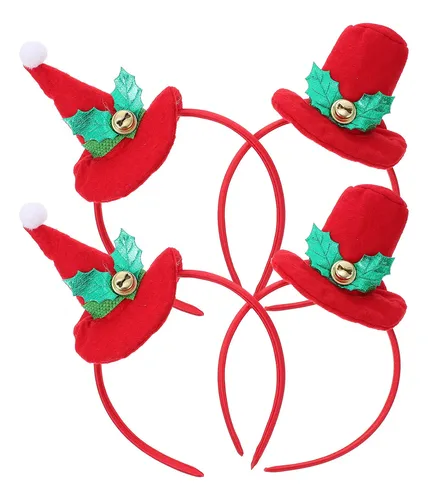 Aros De Pelo Mini Sombrero Rojo Xmas 4 Piezas