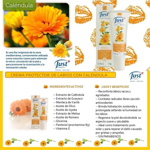 Crema Para Labios De Calendula De 10 Grs. Swiss Just