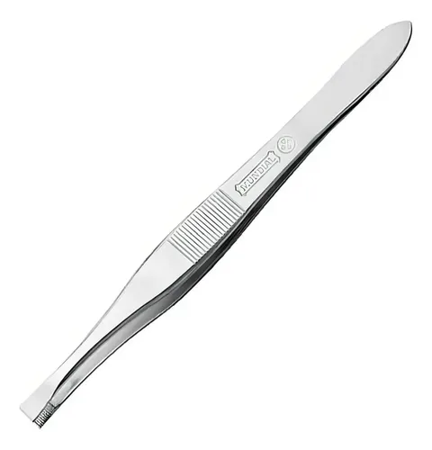 Pinza profesional de acero inoxidable para cejas en forma de C, punta recta, 7 cm