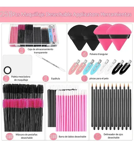 Wegalife Kit 258pcs De Maquillaje Profesional Contiene Espát
