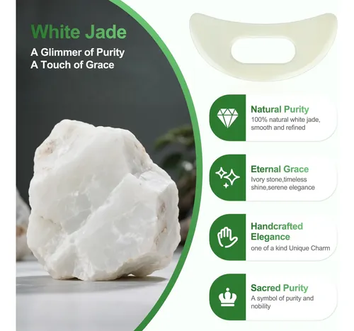 Set Masajeador Gua Sha Airogym Piedra Jade Blanco 2 Unidades