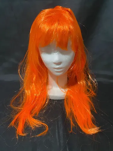 Peluca Lacio Largo Larga – Lisas – Cotillon Color Naranja