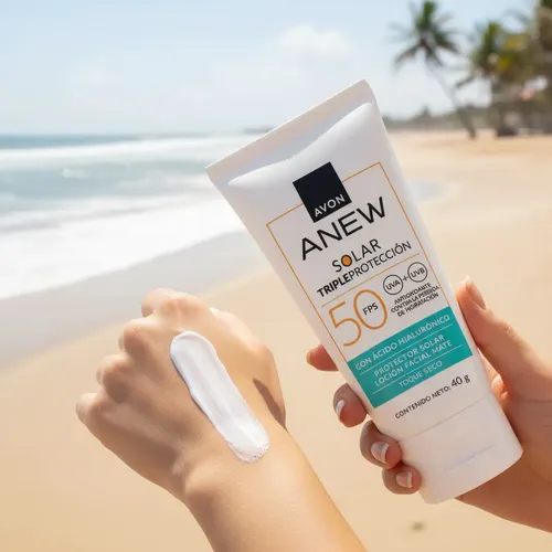 Triple Proteccion Solar Fps50 Ac Hialurónico 40gr Avon Anew