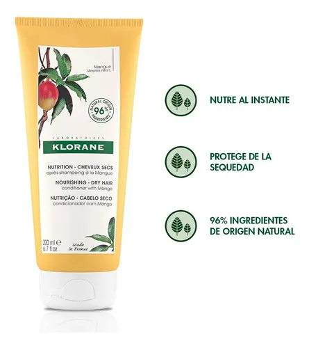Klorane Bálsamo Acondicionador Manteca De Mango Crema De Enjuague Cabellos Secos Mangue