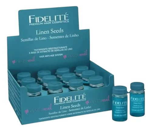 Caja De Ampollas Semillas De Lino Reestructurante Con Nutrientes Esenciales Hidratante Brillo Suavidad Fidelite X12 Unidades Uso Profesional Premium Salon Belleza