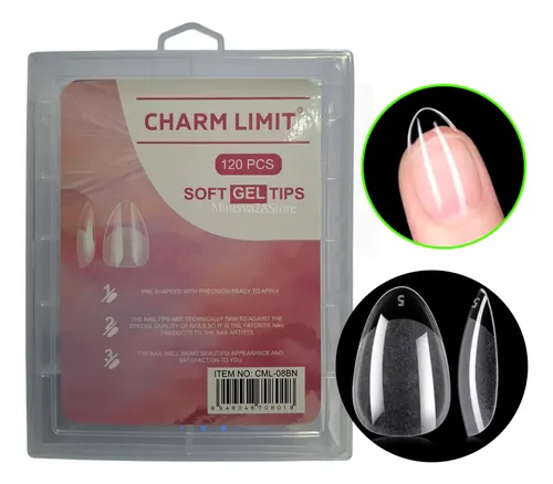 Tips Soft Gel Almendra Cortas Caja X120u Prelimadas Charm