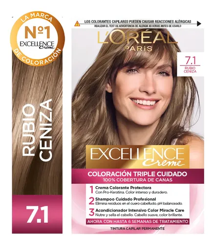Tintura Excellence Creme L’Oréal Paris 7.1 Rubio Ceniza para Cobertura Total de Canas