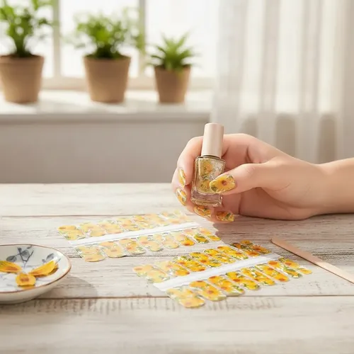 Pegatinas De Uñas Con Forma De Girasol, Película De Esmalte
