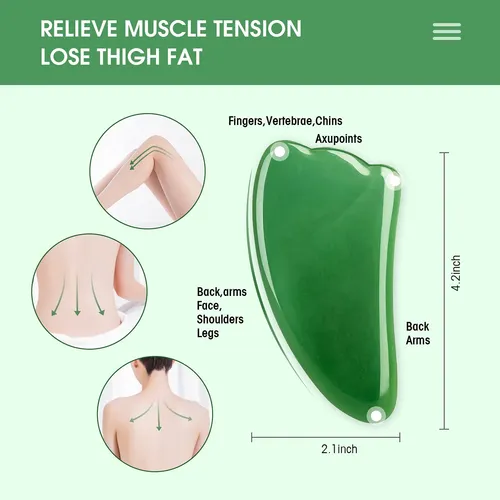 Set Airlaxer De Masaje De Cuarzo Verde De 4 Piezas Gua Sha