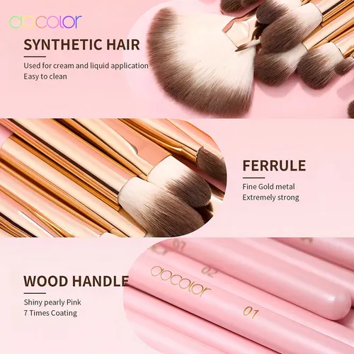 Set de 15 brochas Docolor DO-N1517 DO-N1517 rosa