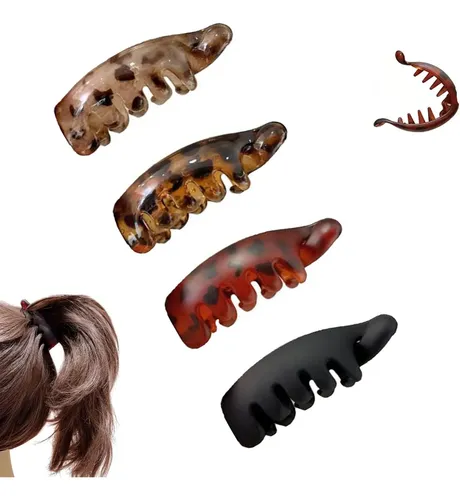 Pinzas Para El Pelo De Acrílico Negro Ámbar Vintage Con Form