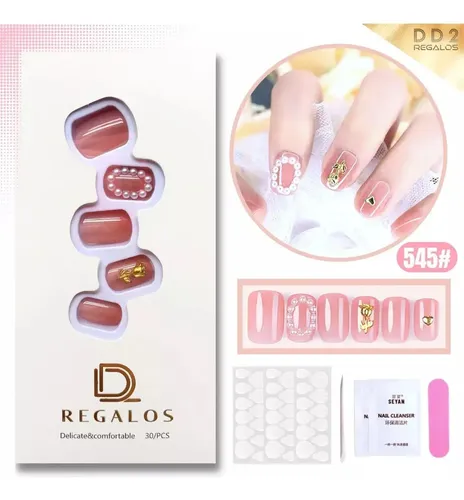 Kit Completo Uñas Postizas Press Con Adhesivas X30 Uñas