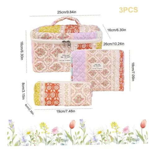 Bolsa De Maquillaje Floral Juego De 3 Piezas De Gran T
