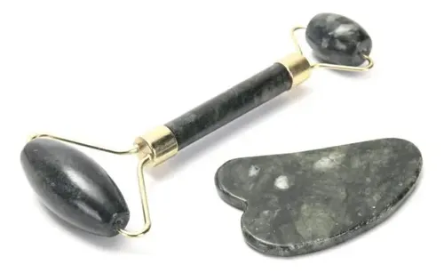 Rodillo Masajeador Facial Corporal De Jade Y Piedra Gua Sha