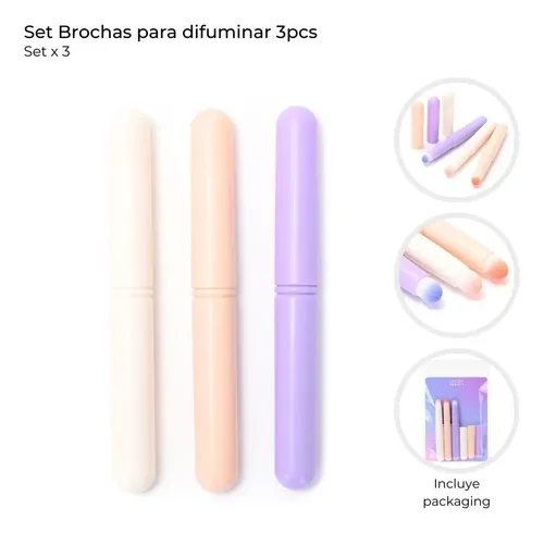 Set Brochas Para Difuminar Con Tapa Skora Beauty X3