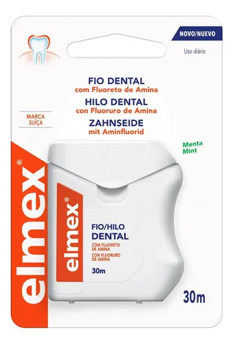 Hilo dental Elmex sabor menta 30 m con flúor para protección contra caries