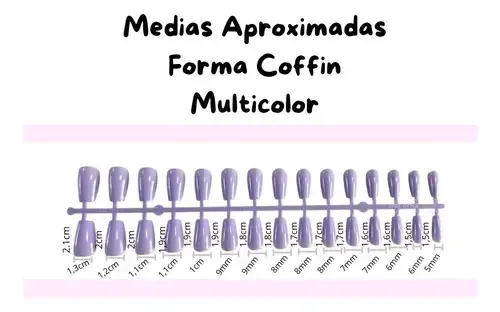 Tips Uñas Postizas Press On Colores Surtido Coffin Medianas