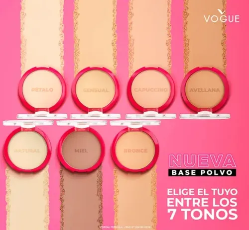 Base En Polvo Acabado Mate Vogue Resist 12h Tono Miel